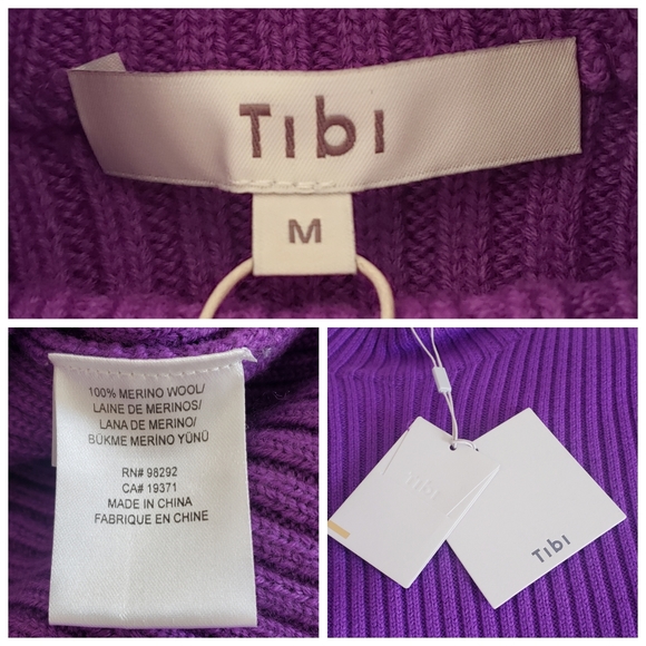 NWT Tibi Rib Structured Merino Wool Purple Sweater - Picture 8 of 8
